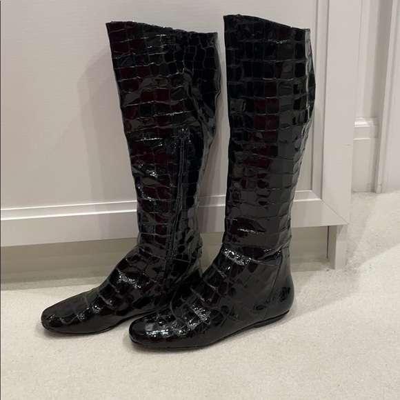Tall patent leather croc print boots - Picture 5 of 5